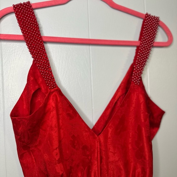 Vintage Victoria’s Secret Satin Romper Red Beaded Y2K Lingerie Bodysuit S - Picture 8 of 8